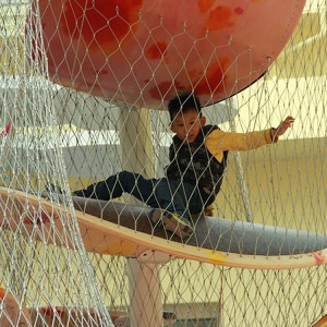 children climbing net