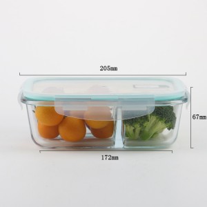 Wholesale high temperature resistant square bento box microwave heating with lid glass fresh bowl sealed square large lunch box