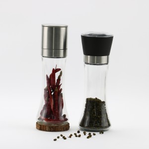 Wholesale kitchen 304 stainless steel black pepper grinder pepper sesame coffee transparent glass manual grinder