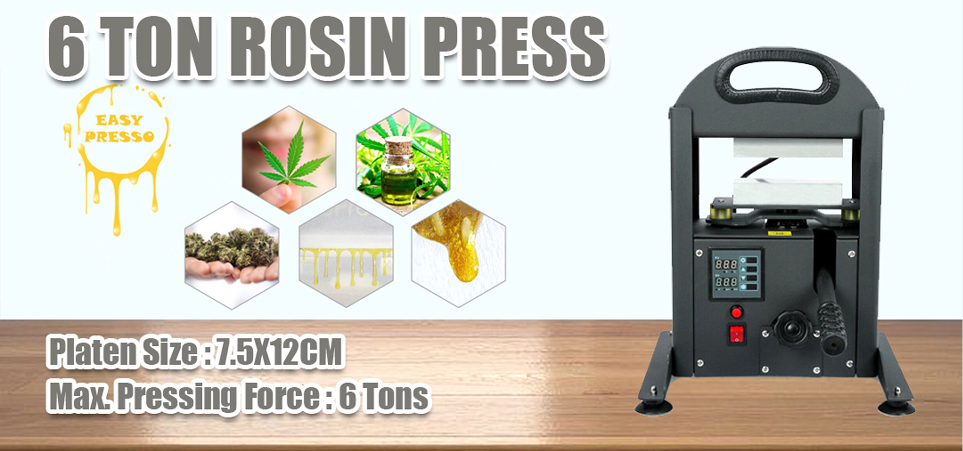 Hydraulic 5-10 Tons Rosin-tech Heat Press （Model#HP3809-M）User Manual