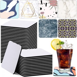 Square Sublimation Coaster Sublimation Blank Cup Mat Blank Rubber Coasters Heat Transfer Cup Mat Blank Cup Mat