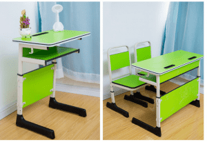 Student double desks and chairs