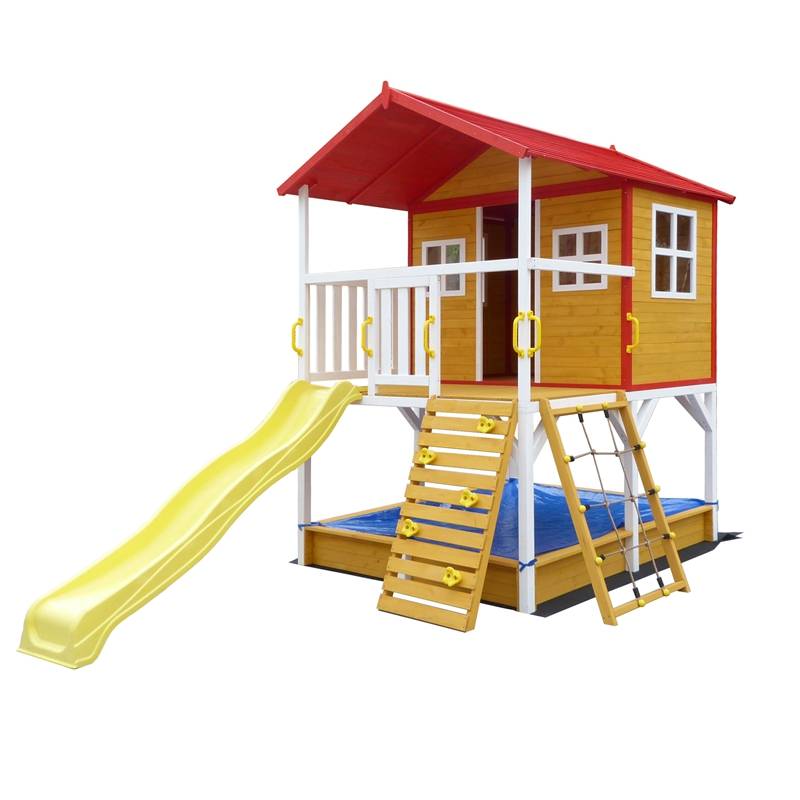 China C354 Children Wooden Outdoor, Wooden Outdoor Playhouse With Slide