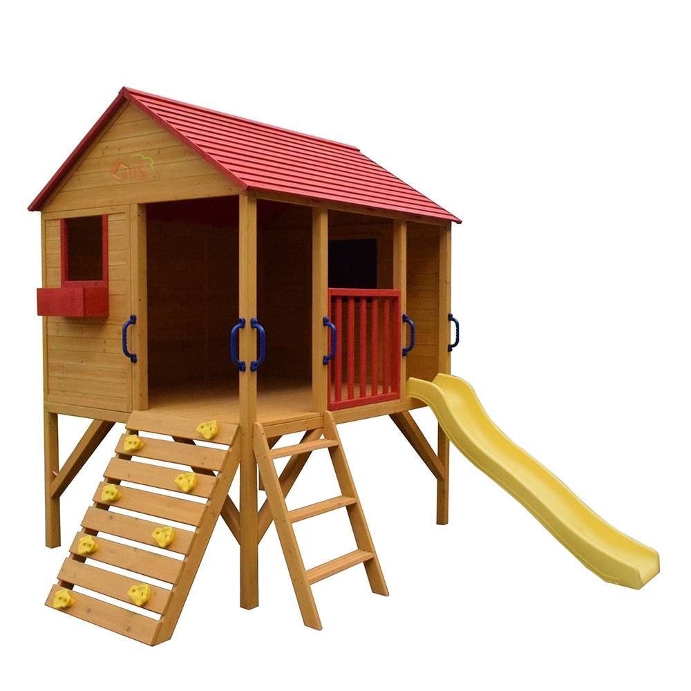 China 20184 Children Wooden Outdoor, Wooden Outdoor Playhouse With Slide