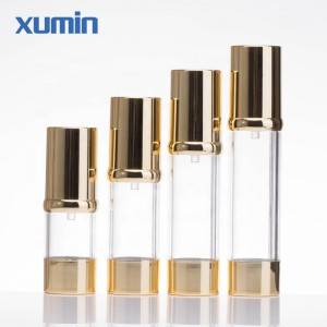 15ml 30ml 40ml 50ml 1oz airless pump bottles lotion bottle with gold lid clear bottle body