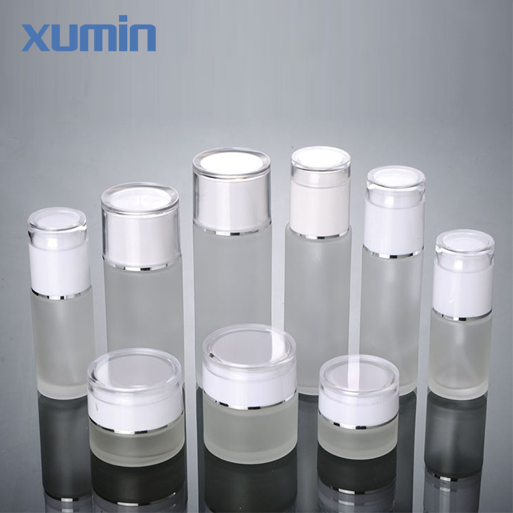 New Fashion Design for Acrylic Bottle - Newest Cosmetic Glass Jar White Cap Frosted Cosmetic Glass Bottle – Xumin