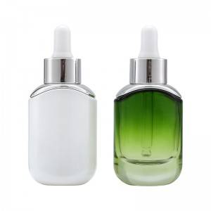 wholesale white/green cosmetic glass dropper bottle 30ml for glass dropper for cosmetic essential oil bottle