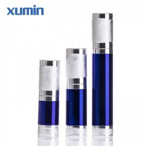 10ml 15ml 30ml blue cosmetic plastic bottle white silver pump head and bule airless bottle