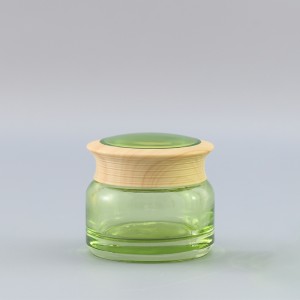 Best Price for Skincare Packaging -
 wholesale green luxury cosmetic glass jar 50ml cream jar containers with glass jar bamboo lids – Xumin