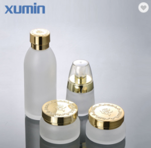 China Supplier Cosmetic Jars With Lids - High Quality Golden Cap 30G 50G Frosted Glass Jar Cosmetic 30Ml 120Ml Cosmetic glass bottles – Xumin