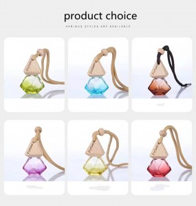 wholesale 5ml colorful red green polygon hanging car perfume bottle