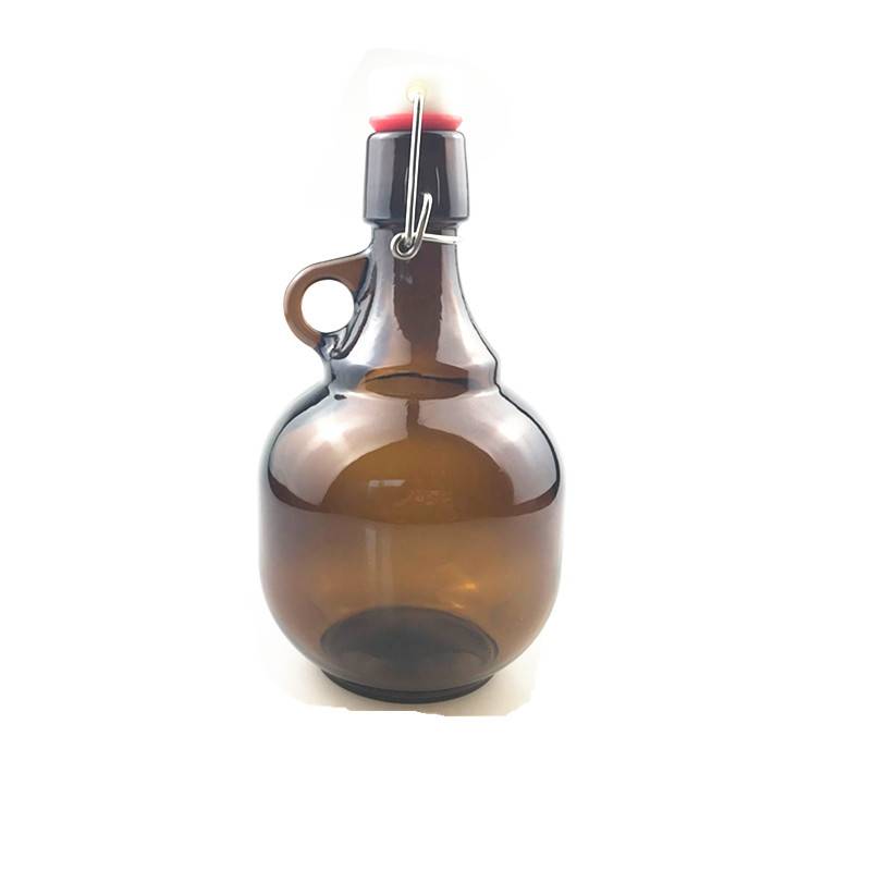 32oz amber glass growler with swing top