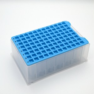 Blauwe PTFE-afdichtingsmat voor microplaat met 96 vierkante putjes
