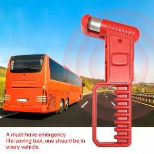 Car Bus Window Break Emergency Escape Tool Glass Breaker Safety Hammer With Anti-theft Alarm with Heavy Carbon Steel Points and Hardened Sharp