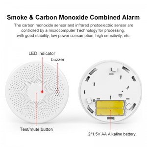 Wireless Smoke And Carbon Monoxide Detector Alarm With Home Fire Security System EN14604 EN50291