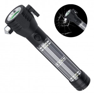 Multi-functional Solar Power Rechargeable LED Flashlight Power Bank Emergency Hammer Alarm