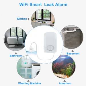 2020 new design tuya smart wifi home alarm systerm 130db water leak detector sensor