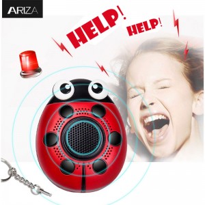 130 dB Loud Rechargeable Ladybug Emergency Safety Self Defense Keychain Anti Attack SOS Personal Alarm Key Chain with LED Light