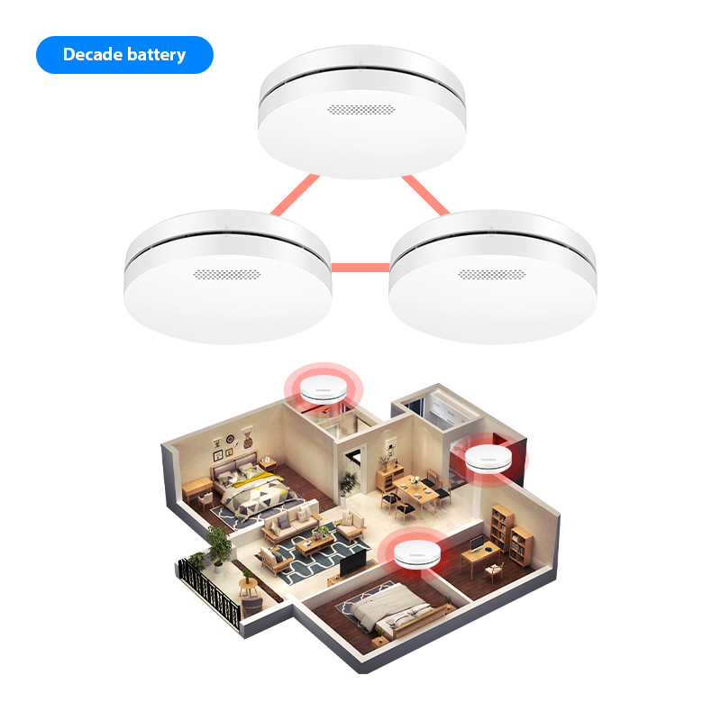 10 Years Battery Store Home Security Protection Photoelectric Fire Alarm Sensor Interconnected Smoke Alarm Detector Home System Alarm Featured Image