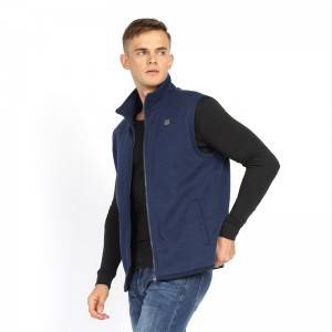 Men Dark Blue Polyester Fiber Cotton Smart Electric Heating Vest
