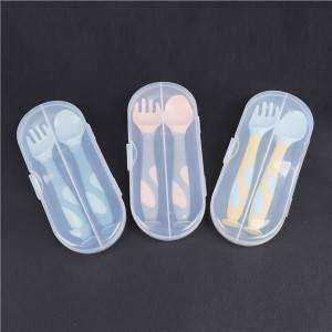 Baby spoon and fork set with suction
