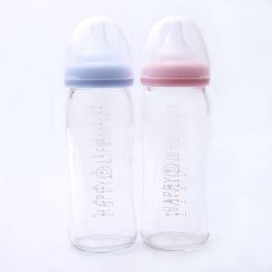 Top Quality Baby Insulation Sippy Cup With Straw 240ml - Wide Neck With Handle Semi Borosilicate Glass Bottle  Beyoung