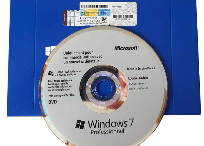 Windows 7 Awọn ọna System 32 Bit / 64 Bit OEM software French Language
