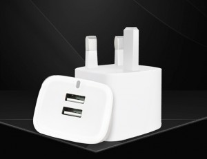 USB ਵਾਲ ਚਾਰਜਰ ਡਿualਲ USB ਯੂਕੇ ਅਡੈਪਟਰ ਟਰੈਵਲ ਅਡੈਪਟਰ 2.4Amp ਸਮਾਰਟ ਤੇਜ਼ ਚਾਰਜਰ ਏਸੀ ਅਡੈਪਟਰ