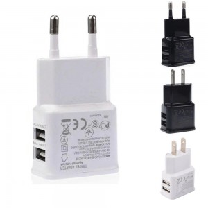 EU Adapter Mobile phone charger with 2 USB WALL CHARGER Universal Adapter US PLUG AC adapter