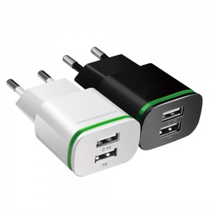 Quick Charge 3.0 EU adapter Dual USB Wall Charger Mobile Charger Fast Charger USB CHARGER with LED light