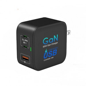 65W Gan 충전기 USB C 벽 충전기 PD 고속 충전기 (Quick Charge3.0 PD 3.0 USB 충전기 US 어댑터 포함)