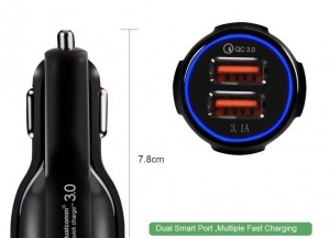 Quick charger3.0 Car Charger Mobile phone car charger USB charger 30W Fast charger dual USB car Adapter
