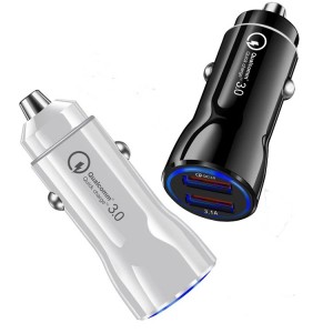 Quick charger3.0 Car Charger Mobile phone car charger USB charger 30W Fast charger dual USB car Adapter
