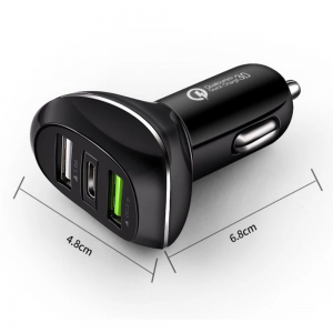 3 uostai USB automobilinis įkroviklis C tipo automobilinis įkroviklis „Smart Car Charger“ greitas įkroviklis Automobilių įkroviklis mobiliojo telefono įkroviklis