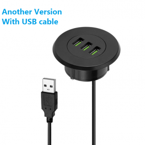 Office Desktop USB-ladestasjon skjult 3 porter Strømadapter Quick Charge3.0 Adapter USB Wall Charger hurtiglader