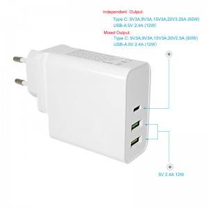 65W USB Type C PD Power Adapter ສາກໄຟໄວ QC 3.0 ສາກໄຟ ສຳ ລັບ Macbook Lenovo Asus ແລັບທັອບລຸ້ນໂທລະສັບພະລັງງານຜູ້ດັດແປງໂທລະສັບ