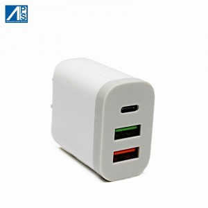 USB C Chargeur 3 Port USB Wall Chargeur Fast Charge Quick Charge 3.1A Wall Charger US Adatper Reesadapter Mobil Ladegerät