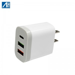 USB C Charger 3 Port USB Wall Charger Mabilis na Pagsingil Mabilis na Pagsingil 3.1A Wall Charger US Adatper Travel Adapter Mobile Phone Charger
