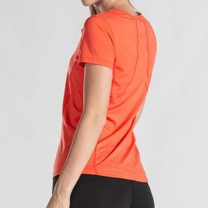Pabrika Barato nga Hot China Round Neck Short Sleeve Yoga Tops Women Workout Gym Running Exercise Activewear T Shirts