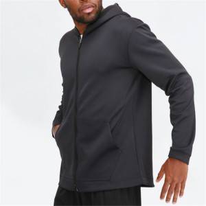 Clothing Factory Men French Terry Sport Jacket with Hoodie