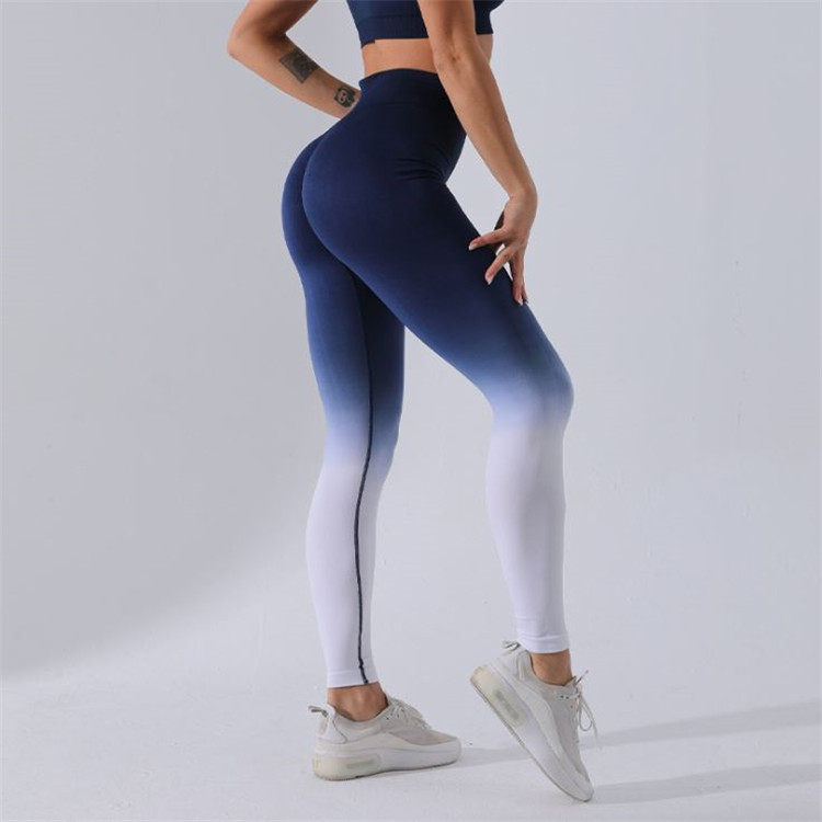 Женски фитнес спортска облека теретана Хеланки со цела должина на јога панталони со градиент во боја приспособени големини на боја