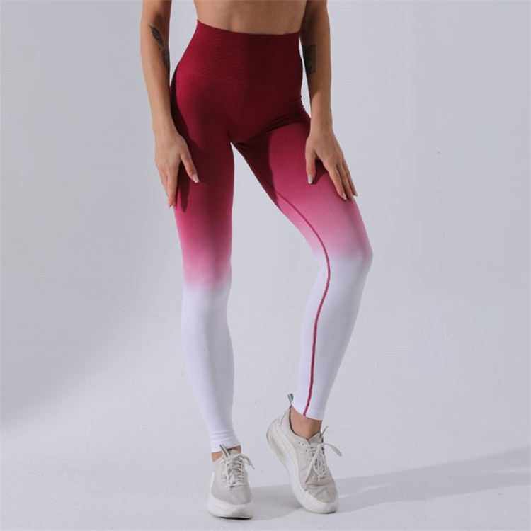 China Women Fitness Sportswear Gym Full Length Leggings Gradient Color Yoga  Pants Customised Color Sizes factory and manufacturers