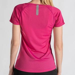 T-shirt da jogging da donna a maniche corte traspirante, riflettente e antiodore