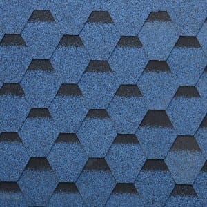 Hexagonal de teules d'asfalt de color blau