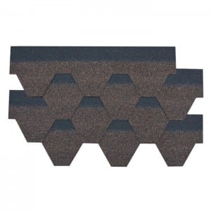 Telha de asfalto de fibra de vidro hexagonal de madeira marrom