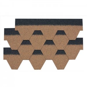 Пустински Тан хексагонални асфалтни покривни плочки