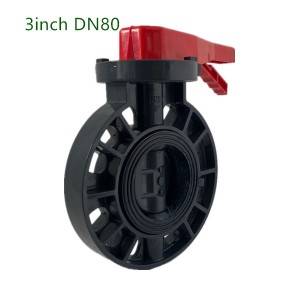 PN10 Universal Standard DN80 PVC Plastic Wafer Butterfly Valves Handle Lever Manual Style
