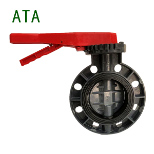 free sample logo name plate manufacturer supply grey color red handle upvc pvc manual butterfly valve 63mm to 200mm