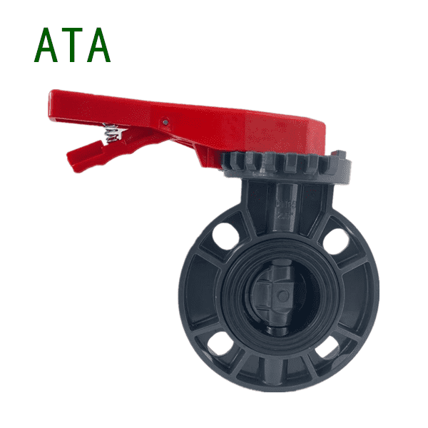 China manufacturer hot sale red handle ANSI 10k PVC butterfly valve handle lever 2″ to 8″ Featured Image