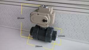 PVC actuated 2 way ball valves